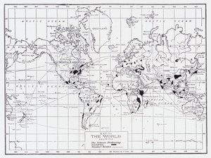 Mappa del mondo che mostra i paesi produttori di tabacco da English School