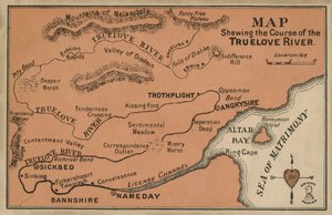 Mappa del corso del fiume Truelove (litografia a colori) da English School