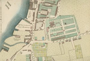 Mappa che mostra la posizione dei Giardini di Vauxhall, Londra