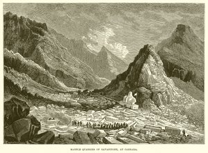Cave di marmo di Ravaccione, a Carrara (incisione) da English School
