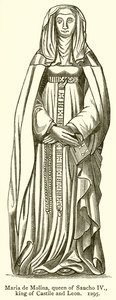 Maria de Molina, Regina di Sancho IV, Re di Castiglia e León. 1295 da English School