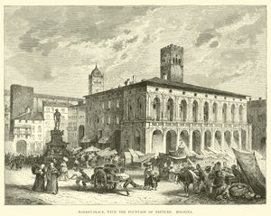 Piazza del Mercato, con la Fontana di Nettuno, Bologna