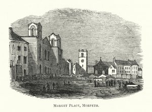 Piazza del Mercato, Morpeth (incisione) da English School