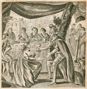 Matrimonio di Vortigern e Rowena, V secolo (incisione) da English School