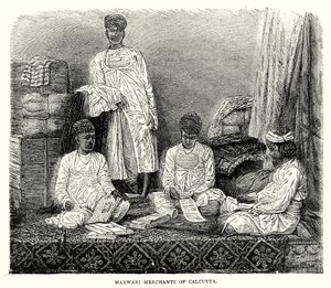 Mercanti marwari di Calcutta (incisione) da English School