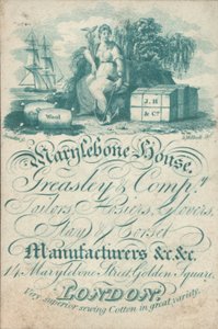 Marylebone House, Greasley & Co, sarti, calzolai, guantai, produttori di corsetti e busti, 14 Marylebone Street, Golden Square, biglietto da visita da English School
