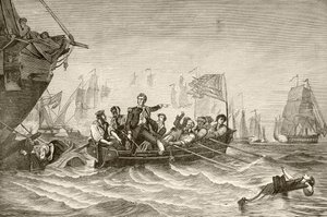 Il comandante Oliver Hazard Perry si trasferisce dalla USS Lawrence alla USS Niagara durante la battaglia del Lago Erie da English School