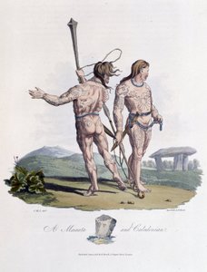 Maxata e Caledoniano con corpo dipinto - in "Celti e Goti, costumi degli abitanti delle Isole Britanniche del primo VI secolo e delle nazioni gotiche della costa occidentale del Baltico", di S.R. Meyrick e Ch. Smith da English School