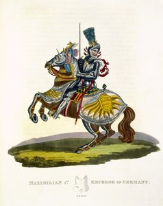 Massimiliano I, Re di Germania e Imperatore del Sacro Romano Impero, 1498, da Antiche Armature di Samuel Rush Meyrick, 1824 da English School