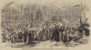 Festa del Primo Maggio nella foresta di Sokolniki, vicino a Mosca (incisione) da English School