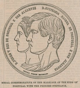 Medaglia commemorativa del matrimonio del Re del Portogallo con la Principessa Stephanie