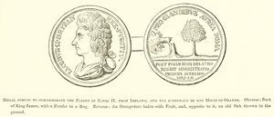 Medaglia coniata per commemorare la fuga di Giacomo II da English School