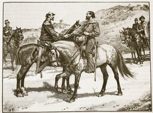 Incontro di Garibaldi e Vittorio Emanuele, illustrazione da Cassells Illustrated History of England da English School