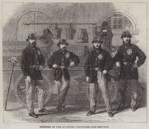 Membri della brigata dei vigili del fuoco volontari di Coventry (incisione)
