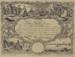 Certificato di appartenenza alla New York Marine Society, 1773 da English School