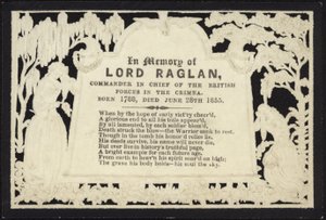 Biglietto commemorativo in memoria di Lord Raglan