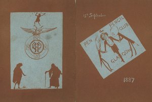Menu per un banchetto in onore di Henry Irving, Pen and Pencil Club, Glasgow, 15 settembre 1887