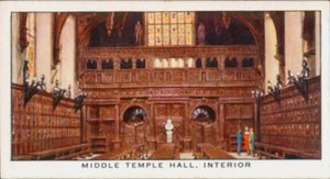 Middle Temple Hall, interno (litografia a colori) da English School