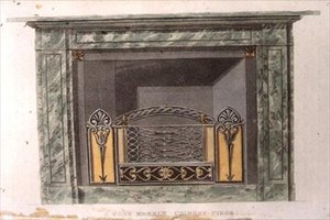 Camino in marmo Mona, tavola 90 da Repository of Arts di Ackermann, pubblicato nel 1816