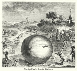 Pallone fumogeno di Montgolfier (incisione) da English School