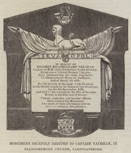 Monumento recentemente eretto al Capitano Vaughan, nella chiesa di Llangoedmore, Cardiganshire da English School
