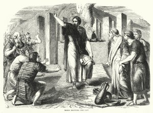Mosè recita la legge (incisione) da English School