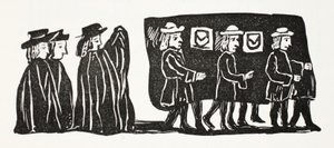 Il Funerale di Madre Bunch, illustrazione da Chap-books of the Eighteenth Century di John Ashton, pub. 1882