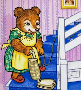 Orso madre che aspira le scale da English School