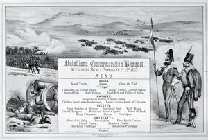 Menu illustrato montato per il Banquetto Commemorativo di Balaklava tenuto all
