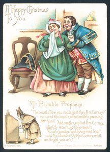Mr Bumble e Mrs Corney, cartolina di Natale da English School