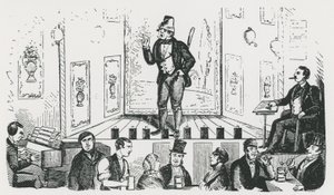 Mr C George, il cantante irlandese, in scena al Borough Music Hall, Union Street, Southwark da English School
