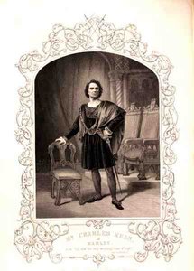 Mr Charles Kean come Amleto, Atto III Scena 2, nella commedia di William Shakespeare (1564-1616) da un dagherrotipo di Paine di Islington (incisione) da English School