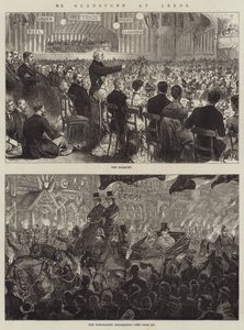 Mr Gladstone a Leeds (incisione) da English School