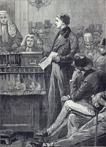 Il signor Gladstone che pronuncia il suo discorso inaugurale alla Camera dei Comuni da English School