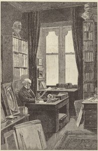 Mr Gladstone nella sua biblioteca al Castello di Hawarden da English School