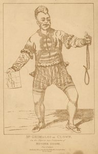 Mr Joseph Grimaldi come Clown nella popolare pantomima Mother Goose da English School