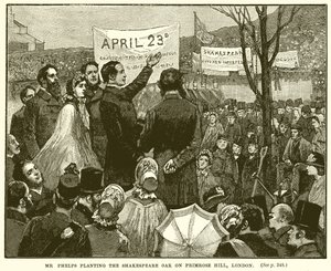 Mr. Phelps pianta la Quercia di Shakespeare a Primrose Hill, Londra