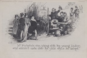 Il signor Pickwick scherza con le giovani signore da English School
