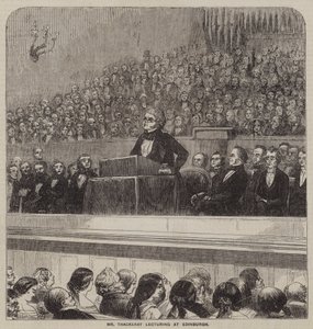 Mr Thackeray che tiene una conferenza a Edimburgo (incisione) da English School