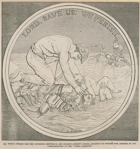 Design di Mr Wyon per la Medaglia della Liverpool Shipwreck and Humane Society da English School
