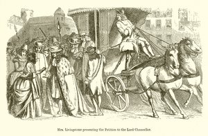 La signora Livingstone presenta la petizione al Lord Cancelliere da English School