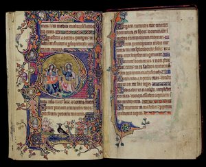 Ms 1-2005, ff.161v-162r: Il Padre e il Figlio, iniziale istoriata D dal Salterio di Macclesfield, Uso di Sarum, East Anglia, c.1330