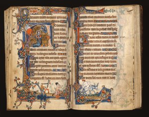 Ms 1-2005, ff.182v-183r: Davide in preghiera, iniziale istoriata dal Salterio di Macclesfield, Uso di Sarum, East Anglia, c.1330 da English School