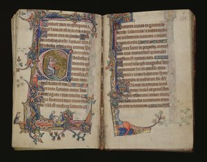 Isaia che prega, iniziale istoriata dal Macclesfield Psalter, Uso di Sarum, East Anglia, c.1330 da English School