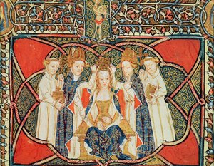 Ms 197 f.19v Incoronazione di una regina, da Liber Regalis da English School