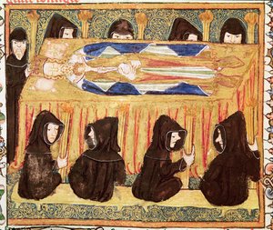 Ms 197 f.22v Funerale di un re, dal Liber Regalis da English School