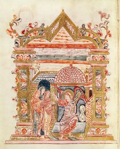 Ms 274 (Y-6) fol.72v Le Sante Donne al Sepolcro, dal Messale di Roberto di Jumieges, c.1016 da English School