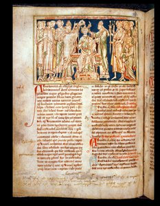 Edoardo il Confessore (1004-66), miniatura da Flores Historiarum, di Matthew Paris, 1250-52