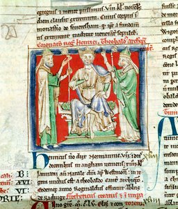 Enrico II (1133-89), miniatura da Flores Historiarum, di Matthew Paris, 1250-52 da English School