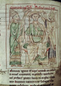 Re Giovanni (1167-1216), miniatura da Flores Historiarum, di Matthew Paris, 1250-52 da English School